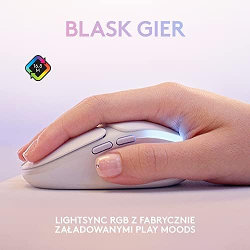 Logitech G G705 Bezprzewodowa Mysz Gamingowa, Konfigurowalne Oświetlenie LIGHTSYNC RGB, Standard Bezprzewodowy LIGHTSPEED, Łączność Bluetooth, Lekka, Do PC/Mac/Laptopa Biały