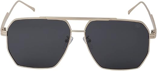 Carlton London-Premium-Men's-Gold Toned Polarised and UV Protected Lens Rectangle Sunglasses