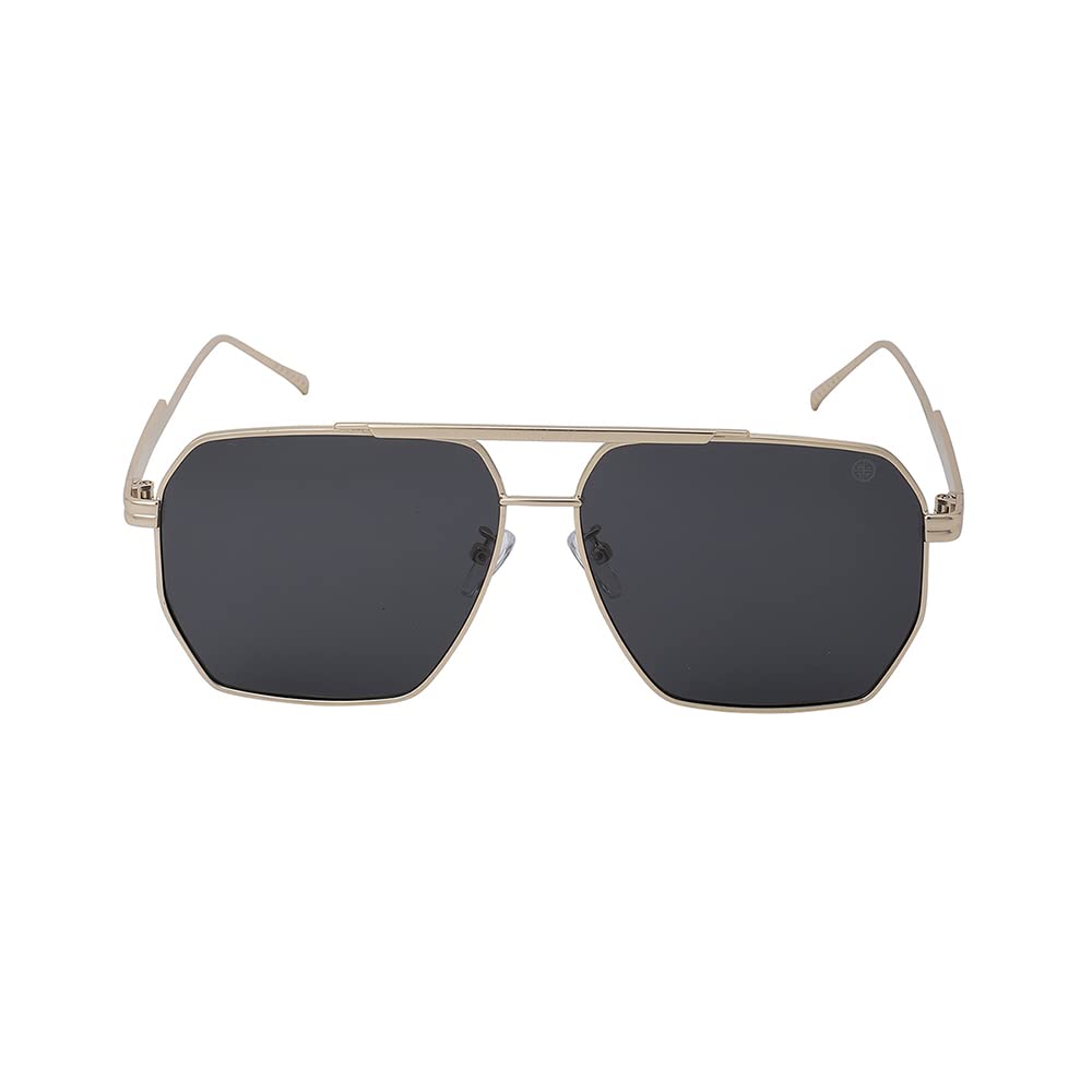 Carlton London-Premium-Men's-Gold Toned Polarised and UV Protected Lens Rectangle Sunglasses