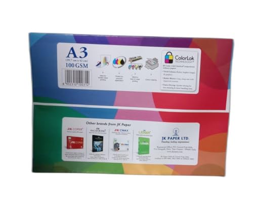 Image of JK Cedar A3 Paper, 100 GSM, White, Multipurpose Sheets for Printing and Writing, 500 Sheets Pack