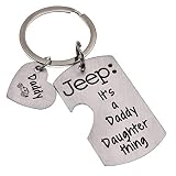 Father Daughter Keychain Present for Dad, Father's Day Custom Message Dog Tag Style Key Ring