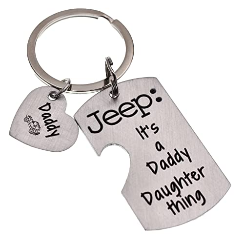 Father Daughter Keychain Present For Dad, Father's Day Custom Message Dog Tag Style Key Ring #TOP16