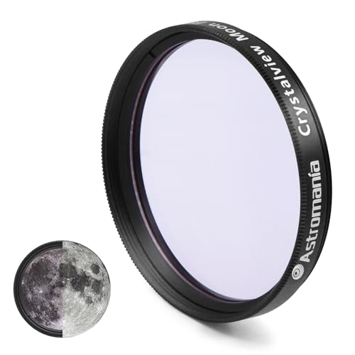 Astromania Telescope Moon Filter 2 Inch, Crystalview Moon Filter Works with Telescope Accepts 2 Inch Eyepieces, Metal Telescope Eyepiece Accessory Reduces Moon Glare and Enhances Lunar Crater Details