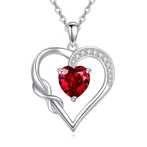 Birthstone Necklace for Women 925 Sterling Silver Infinity Heart Birthstone Pendant Necklace Infinity Heart Jewelry Birthday Holiday Gifts for Her