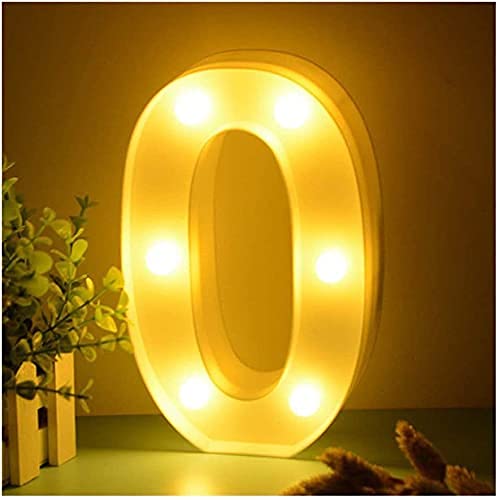 Image of Balloonistics LED Marquee Number 0 Light - 9-Inch Cordless Battery-Operated Warm White Light Up Number Sign for 10th Birthday, Anniversary, Wedding, Party Decoration & Home Decor