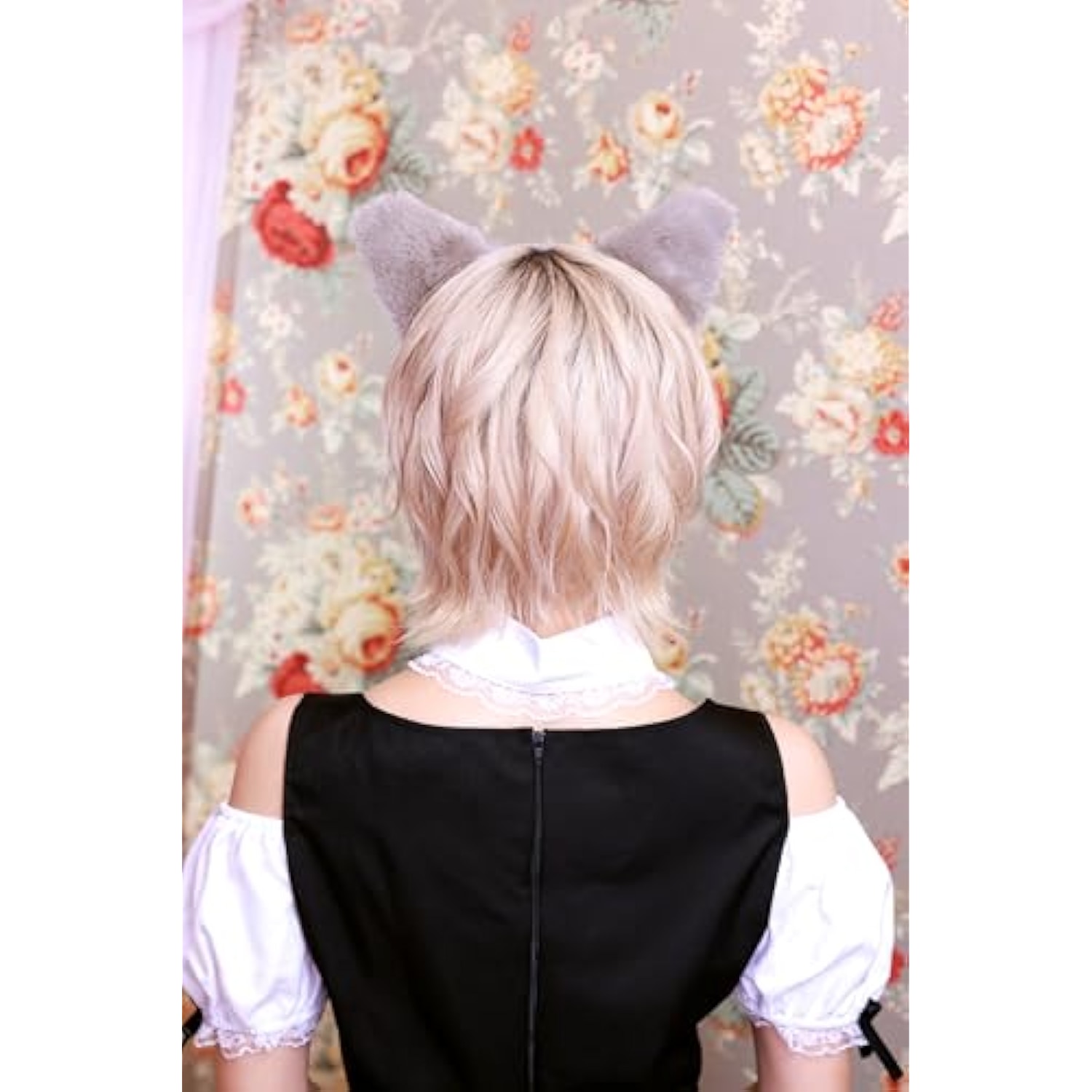 クリアストーン(Clearstone) コスプレ ハロウィン キャットカチューシャ ふせ耳 ユニセックス グレー×ピンク 詳細画像5