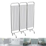 YAGEANNL 3-Panel Medical Privacy Screen on Wheels, Portable Medical Privacy Screen Indoor Room Divider Flame Retardant Vinyl Panels, Stainless Steel Contruction, Folds Easy for Storage