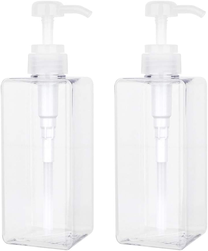 JiatuA 22oz / 650ml Empty Plastic Pump Bottles, Refillable Lotion Soap Dispenser Liquid Container for Kitchen or Bathroom Soaps Shampoo and Body Wash, 2 Pack Clear