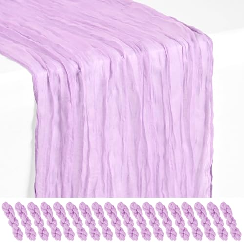18 Pack Lilac Purple Cheesecloth Table Runner 17x108 Inches Boho Home Decor