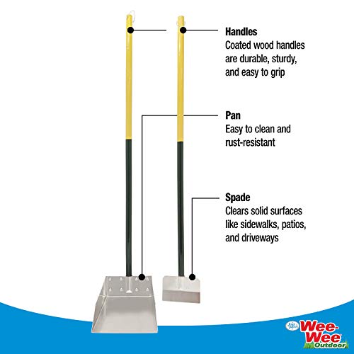 Four Paws Stainless Steel Long-Handled Dog Pooper Scooper Spade & Pan 2 Piece Set, Pet Waste Pickup Tool, 38\" x 7\"