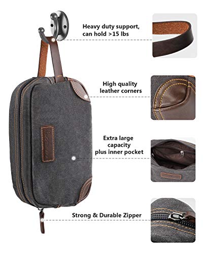Emissary Men's Toiletry Bag, Leather And Canvas Travel Toiletry Bag, Dopp Kit For Men, Travel Bathroom Bag Men's Shaving Kit, Travel Kit Small Bags For Men, Shaving Bag For Travel Accessories (Gray) #TOP1