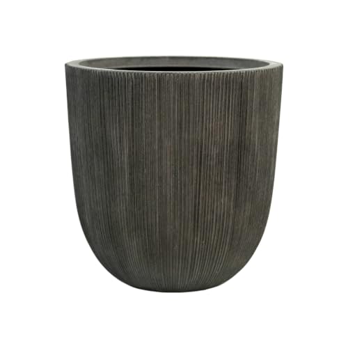 14.8" H Tapered Ribbed Large Plastic Planter with Drainage Hole & Plug