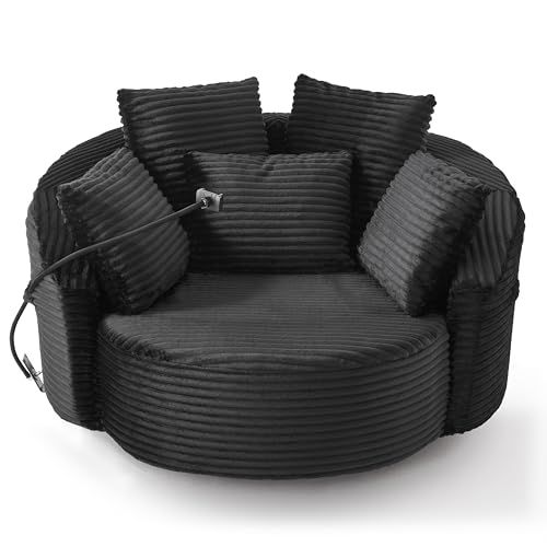 Sillón giratorio redondo tipo barril en negro miniatura 4