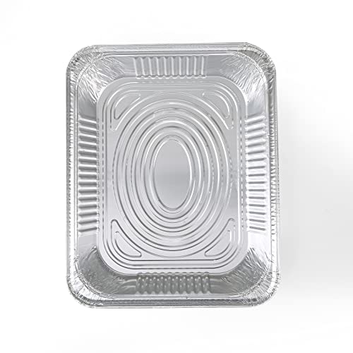 Image of Glad Disposable Half Size Aluminum Steam Pans, Deep Heavy Duty Foil Pans for Steaming, Baking, Roasting, Meal Prep, Catering & Freezer Storage, 12.5 x 10.25 x 2.5 Inch, 2 Count