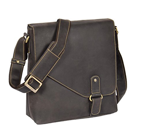 Sacoche épaule homme en cuir véritable marron Bremen pour le travail