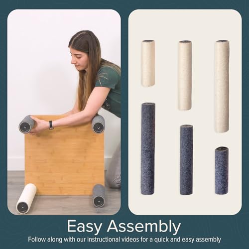 Image of Ascentials - Grand Suite Cat Scratcher Playground - Tall Cat Tower Playground Structure, Sisal Scratching Areas, Grey Felt, Bamboo Veneer w /Linen & Velvet Surface Areas