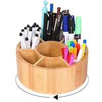 Zuzer Drehbarer Stiftehalter aus Holz,360° Rotierende Große Stiftehalter Schreibtisch,10 Fächer Stifte Organizer für Schreibtisch,Büro,Schule,Familie