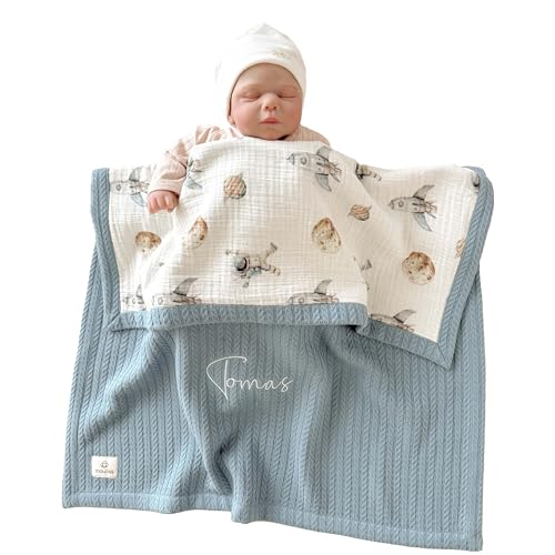 Mouliss Personalized Baby Blanket with Name – Handmade 100% Organic