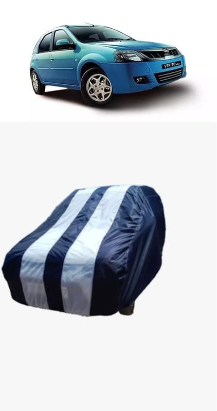 ATBROTHERS Waterproof Car Body Cover Compatible for Mahindra Verito Vibe 1.5 dCi D6 Diesel with Triple Threads Stitches in White and Blue