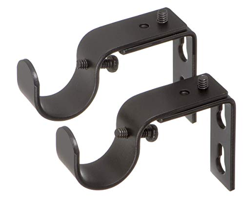 Ivilon Short Projection Brackets for Curtain Rods - for 7/8 or 1 Inch Rods. Set of 2 - Antique Black