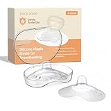 Nipple Shields for Breastfeeding Newborn, Contact Nipple Guards for Breast Feeding with Flat, Inverted Nipples or Difficulty Sucking, Food-Grade Silicone, Ultra-Thin & Super Soft,1 Pair,17mm