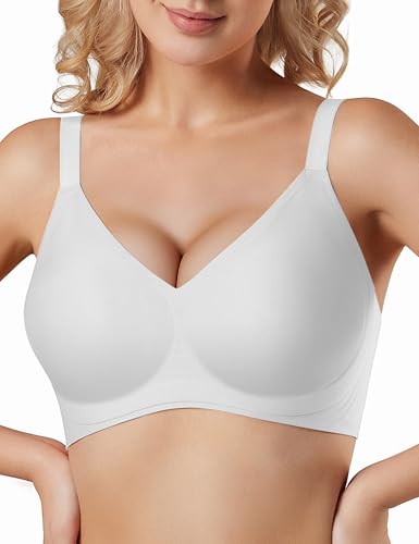 Womens Jelly Bras Wireless Deep V Bralette Comfy Push Up Tshirt Bras - image 1