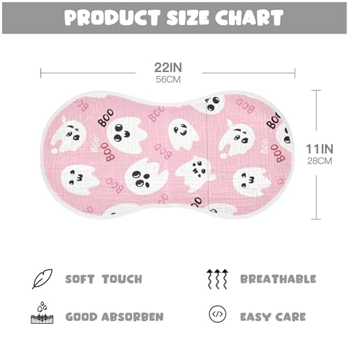xigua Cute Ghost Muslin Baby Burp Cloths Set of 4, Super Soft & Absorbent Burping Rags, Cotton Burp Clothes Shower Gift for Newborn, Baby Girls and Boys4