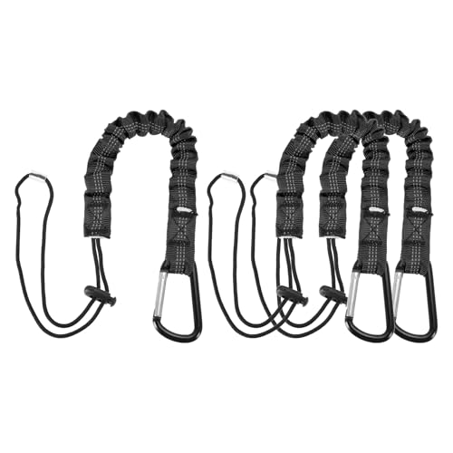 Image of MECCANIXITY Retractable Tool Lanyard 2ft with Single Aluminum Buckle and Adjustable Loop End, Maximum Weight Limit 10KG / 22lb, Safety Fall Protection Tools Leash, Black 3 Pack