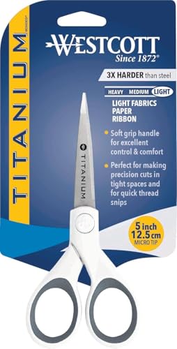 Tesoura de artesanato Westcott 16376, 12 cm, branco/cinza
