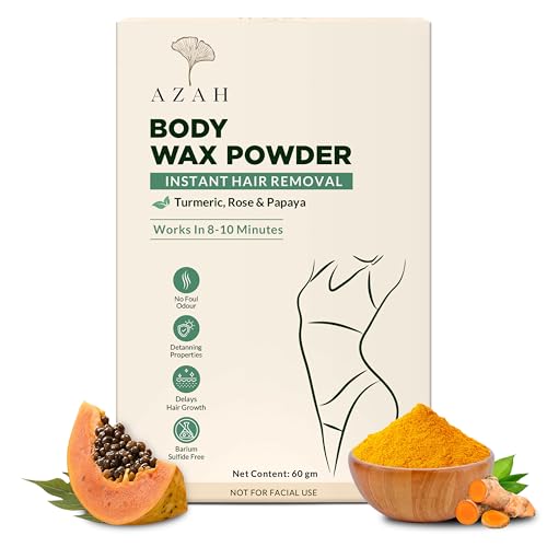 Image of Azah Bikini Wax Powder for Women [60gm x 2]| Painless Hair Removal in 8-10 Mins | Natural Wax Powder with Turmeric, ROse & Papaya | No Chemicals, No Irritation & Rashes, Ideal for Bikini, Legs & Underarms