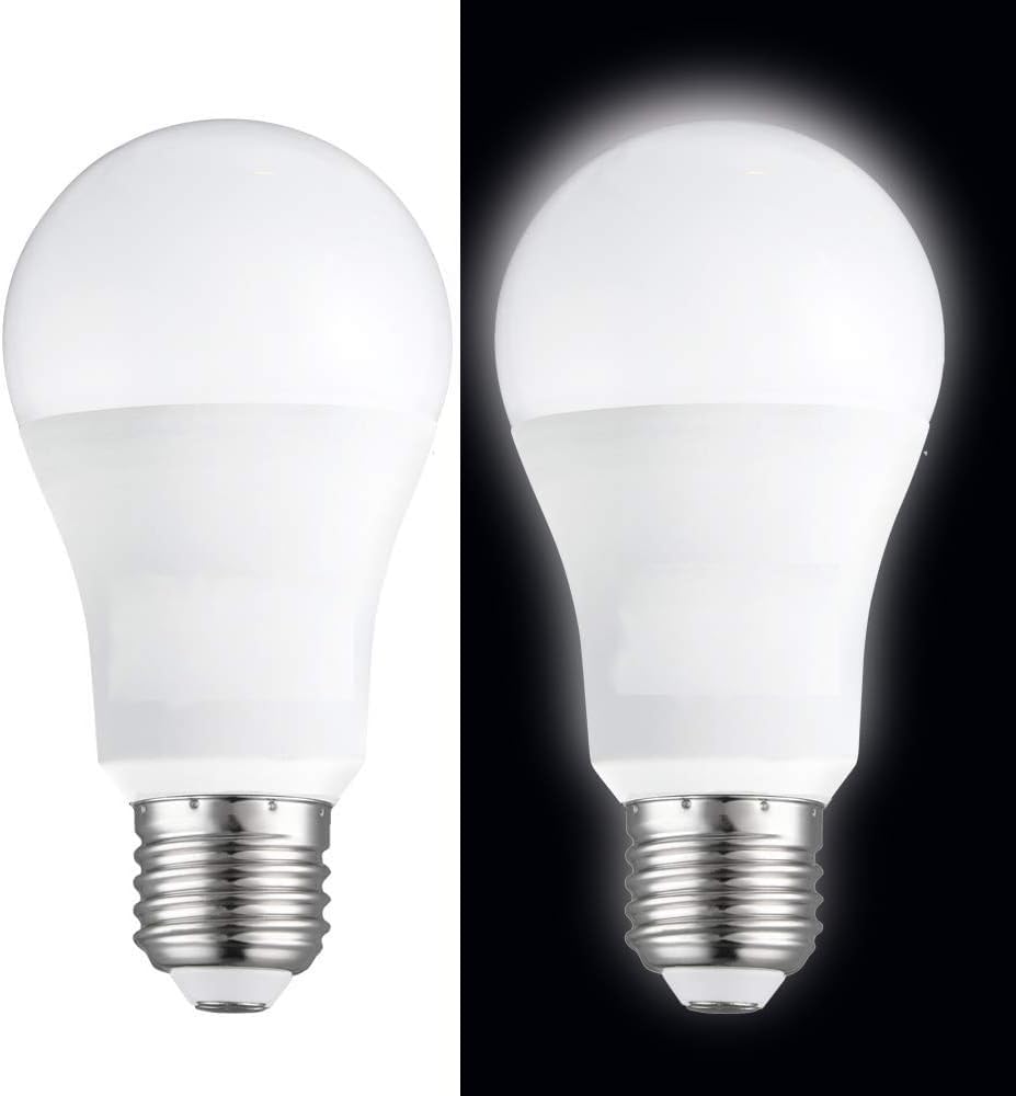 Zellux 2 Pack Motion Sensor Light Bulb, 12W Motion Activated Dusk to Dawn Security LED Bulb;, A60, E27, Auto On/Off Indoor Outdoor Lighting (6500K Daylight).