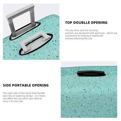 Teal Turquoise Glitter Print Luggage Cover For Suitcase,Washable Elastic Travel Suitcase Protector With Zipper Closure And Bottom Buckle – Fits 18-32" Luggage-X-Large3