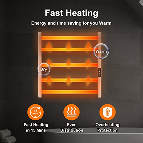 Heated Towel Rack, 5 Bars Towel Warmer Rack With Timer And Smart Temperature Control, 304 Stainless Steel Wall Mounted Electric Towel Warmer For Bathroom #TOP2