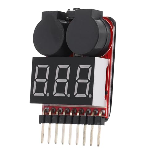SEWACC Lipo Battery Tester Monitor with Low Voltage Buzzer Alarm 1-8s Lithium Ion Battery Capacity Checker LED Indicator for Rc Hobby and Household Use
