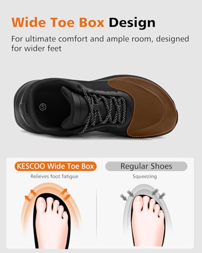Image of KESCOO Wide Toe Box Non Slip Work Shoes for Men Food Service Kitchen Restaurant Chef Shoes Cushioned Water-Resistant Slip-Resistant Walking Sneakers Black