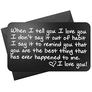 Wallet Card Love Note | Engraved Aluminum Anniversary Gifts for Men & Women | Husband Gifts from Wife | Boyfriend Gift…