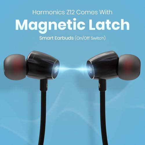 Image of Portronics Harmonics Z12 in Ear Bluetooth Neckband with Metallic Built & Hall Switch(ON /OFF),Upto 35 Hours Playtime, Gaming /Music Mode, Low Latency, Bluetooth Version 5.3V, Type C Fast Charging(Black)