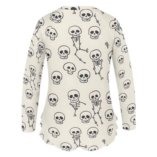 ALAZA Toddler Swimsuit Girl Bathing Suit Swimwear Rash Guard Skeleton Cartoon Style Long Sleeve 3T3