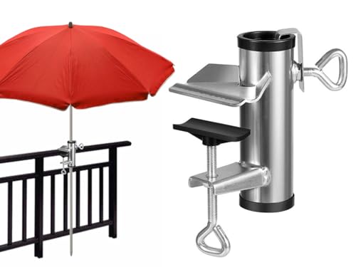 Kellegour Support de Parasol de Balcon,Support Fixation Parasol Balcon,Clip De Fixation Porte-Parapluies ExtéRieur Multifonctionnel et Portable pour Patio...