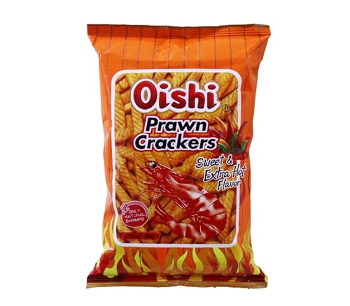 Oishi Prawn Crackers Sweet and Extra Hot Flavor 60g (Pack of 3)