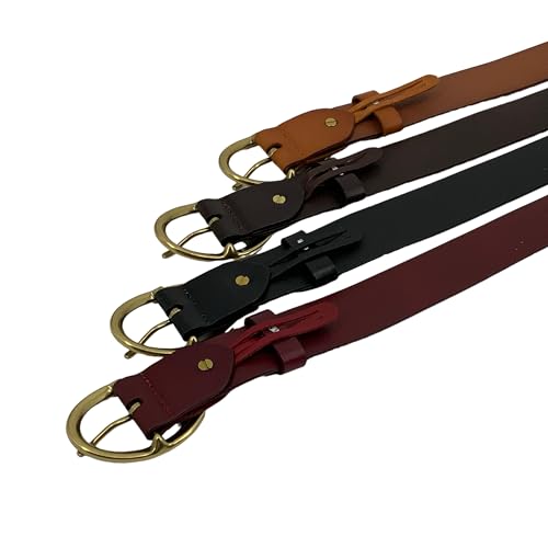 Classic Full Grain Soft Leather Boho Jean Belt, Antique Gold Brass Oval Buckle4