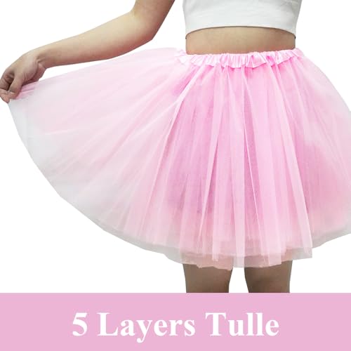 Women's 5-Layer Tulle Tutu Skirt, Adult Dance Ballet Tulle Dress,Teens Halloween Cosplay Running Tutu