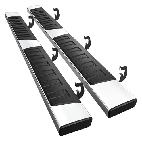 Running Boards 6 Inches for Double Cab Chevy Silverado/GMC Sierra 2007-2018 1500 | 2019 Limited/LD | 2007-2019 2500HD/3500HD (2 Full 2 Half Size Doors) Stainless Steel Side Steps Rails Nerf Bars 6