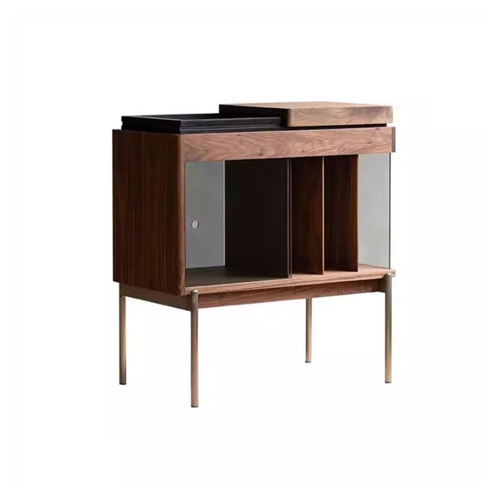 CHENGAIJIAN Cd Rack Retro Minimalism Wooden Vinyl Record Rack Side Cabinet with Sliding Glass