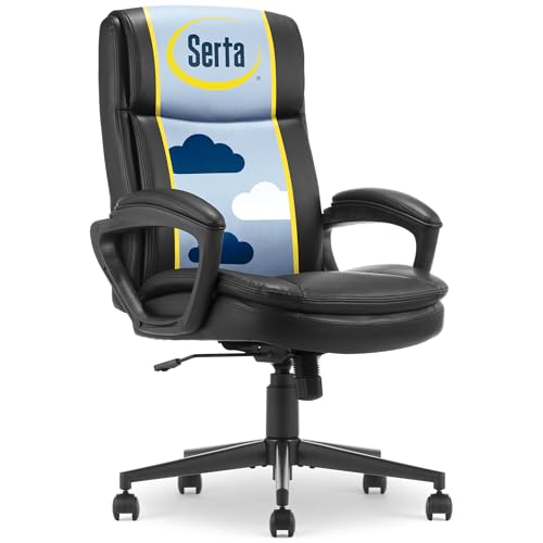 Serta Comfort Ergo Executive Office Chair with Lumbar Support, Black Bonded Leather