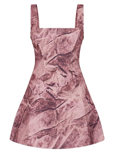 Image of Women's Floral Jacquard Dresses Adjustable Strap Sundress A-Line Tank Mini Dress