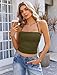 Avidlove Halter Tops for Women Going Out Double Lined Sexy Crop Tank Top Ruched Slim Fit Cami Outfits Army Green L