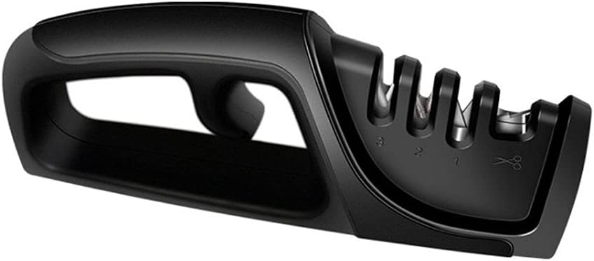Knife Sharpener Kitchen Knife Accessories Handheld Professional Sharpener 3-Stage Knife Sharpener Helps Repair Restore Polish Blades for Kitchen and Home (Color : Red) (Black)