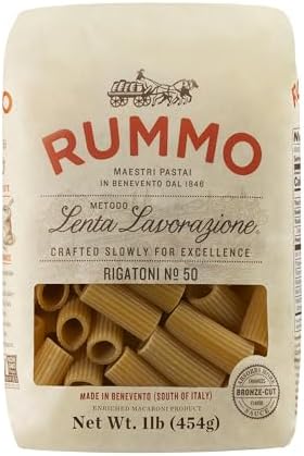 Rummo Rigatoni Pasta N.50 - Rigatoni Pasta Noodles, Italian Tube Pasta, Bronze Cut Pasta, Dry Pasta, Durum Wheat Pasta - 16 Ounce (Pack of 1)