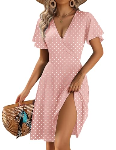 Image of Zeagoo Womens Summer Dresses Wrap V Neck Dress Floral A-Line Ruffle Sleeve Casual Sundress with Pockets 2026